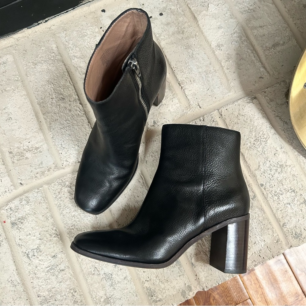 Madewell Black Leather Block Heel Ankle Boots